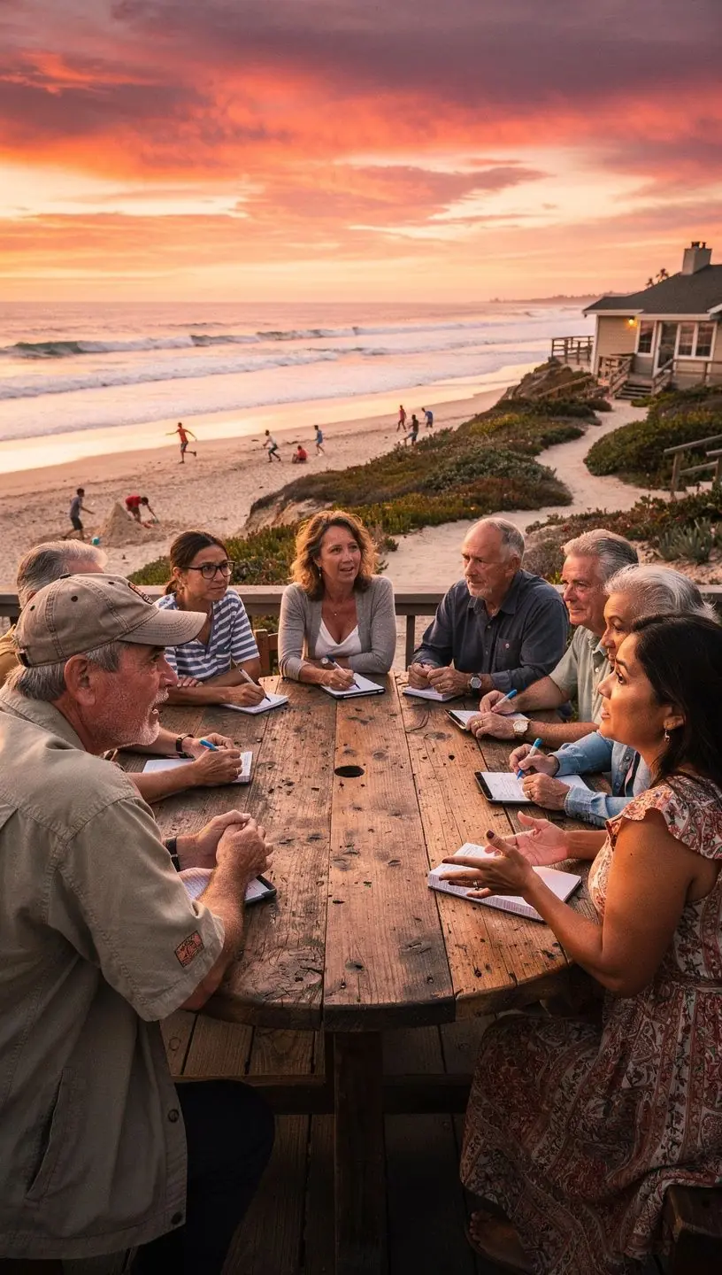 Volunteers assisting neighbors at a community event in an urban neighborhood.